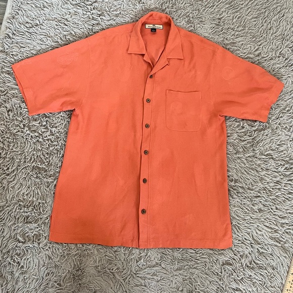 Tommy Bahama Men’s Button Down Isles Silk Camp orange Size M - Picture 2 of 13